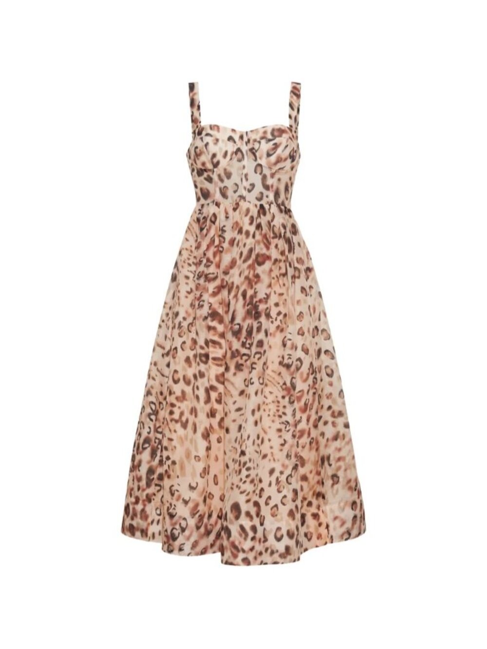NEW CARA CARA Pheobe Midi Dress Bustier Cheetah Blush Brown Tan Cream US 6 UK 10 - Picture 4 of 16